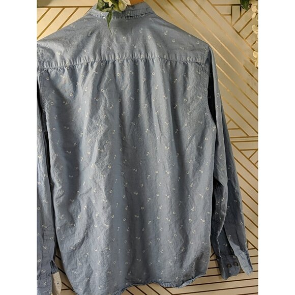 ZARA MAN Men's Anchor Print Pattern Slim Fit Button Up Long Sleeve Size XL - Picture 8 of 8